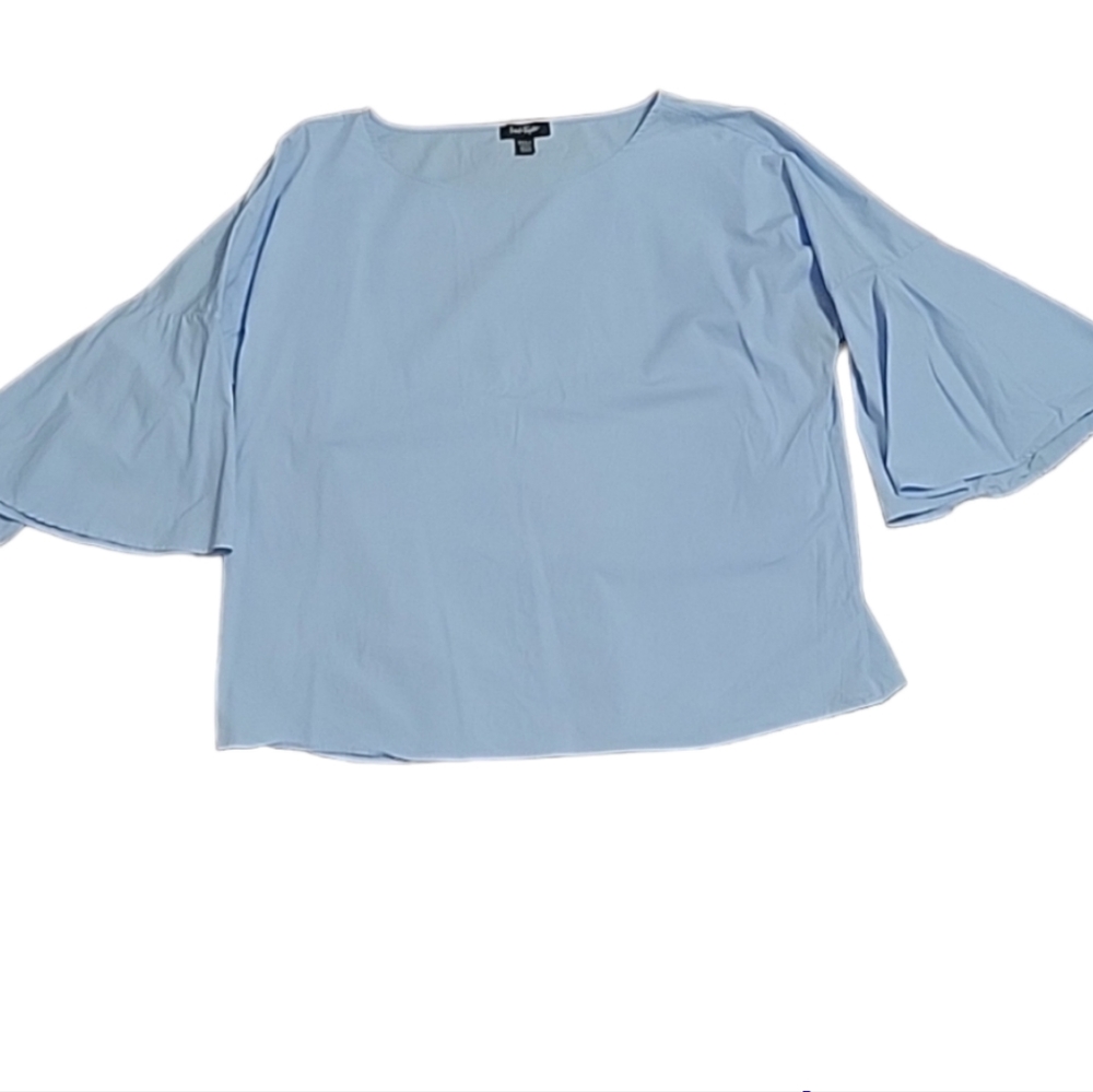 Lord & Taylor Light Blue Cotton Top Flare Sleeves Sz US XLARGE - Picture 4 of 9